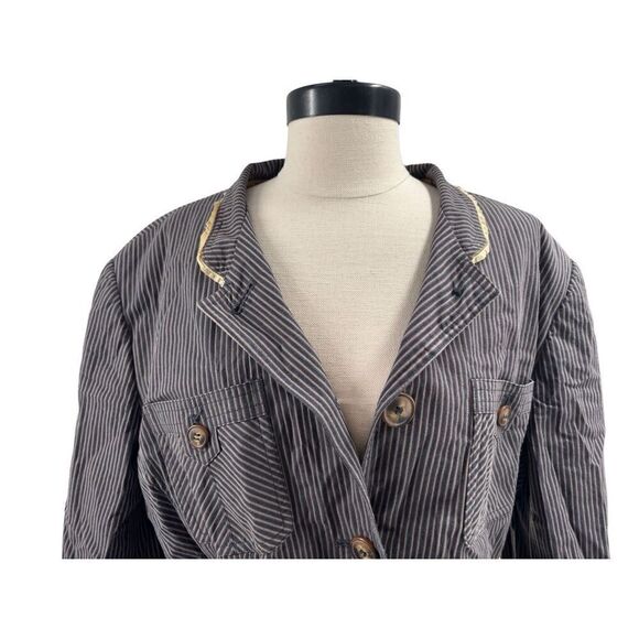 Apostrophe Striped Belted Blazer Jacket Blue Size 18W Plus - Picture 3 of 7